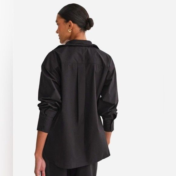 MATE THE LABEL 100% Organic Cotton Poplin Button Down Shirt Long Sleeve M BLACK - Picture 3 of 7